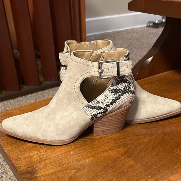 Seven Dials Shoes - Seven Dials Beige and Snake Print Ankle Booties
